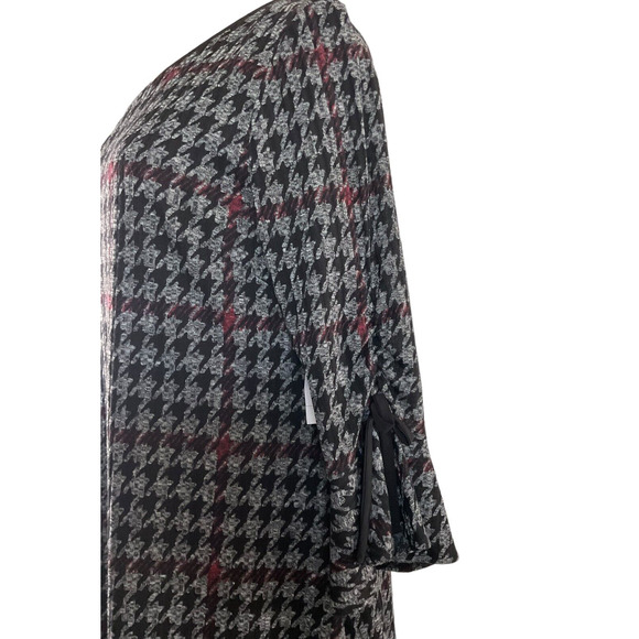 Sandra Darren Black Red Houndstooth Bell Sleeve Dress Size XL New - Picture 12 of 14